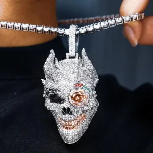 Custom Skull Pendant Necklace with Diamond Iced Out Design