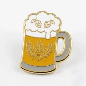 Custom Smooth Hard Enamel Golden Beer Mug Zinc Alloy Lapel Pin for International Craft Brewery Festivals