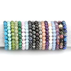 Custom Stone Ball Natural Crystal Bead Bangle Bracelet