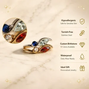 Custom Toi Et Moi Infinity Birthstone Ring Stackable Gold Silver Stainless Steel AAA Cubic Zirconia Promise Jewelry Gift