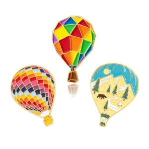 Custom Travel Souvenir Brooch, Hot Air Balloon Enamel Pin, Gold-Plated