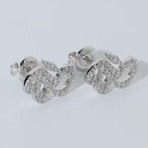 Custom VVS Lab-Grown Diamond Stud and Hoop Earrings White Gold 925 Sterling Silver
