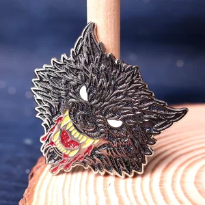 Custom Wolf Glitter Gothic Enamel Lapel Pin Metal Badge Backpack Jacket Brooch Double Clutch