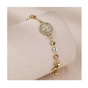 Custom Women’s Cross Charm Rosary Bracelet