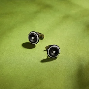 Customizable Silver-Inlaid Gemstone Cufflinks and Tie Clips for Men’s Suits