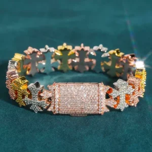 Customize New Designs Fashion Sterling Silver S925 Iced Out Hip Hop Cross Miami Cuban Moissanite Bracelets