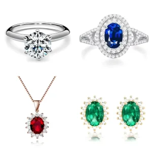 Customized 18K Gold Natural Gemstone Diamond Ruby Sapphire Emerald Jewelry