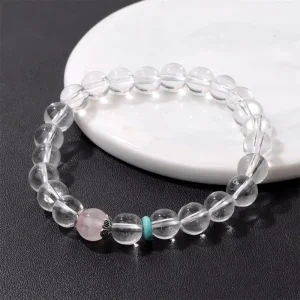 Customized Fashion Bracelets Natural Clear Quartz Beaded Bracelet Lucky Unisex Healing Stones Jewelry Anniversary