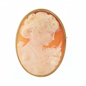 Customized Gold Plated Vintage Cameo Engraved Brooch Pin for Women