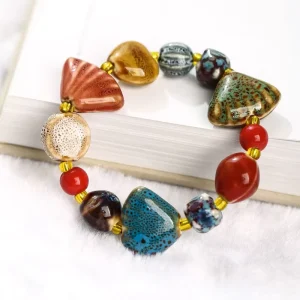 Customized Handmade Flower Glazed Ceramic Beaded Bracelet