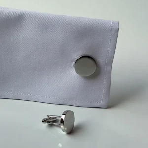 Customized Logo Name Silver Round Oval Blank Polished Metal French Cufflinks for Men