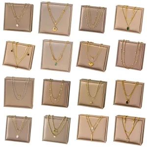 Customized Luxury Collarbone Chain Versatile Trendy Link Style Women’s 18K Gold Plated Stainless Steel Necklace Set