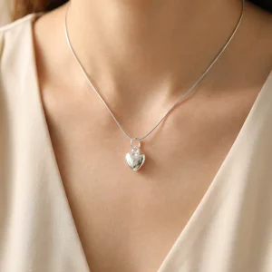 Customized Pendant Jewelry Rhodium Plated Plain Romantic Love Heart Pendants 925 Sterling Silver Fine Jewelry Pendant Charms