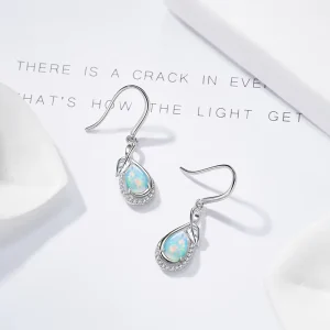 Customized S925 Sterling Silver Rose Tears Opal Teardrop Earrings