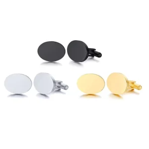Customized Stainless Steel Oval Cufflink Blanks and Tie Clip for Unisex Suit Shirts