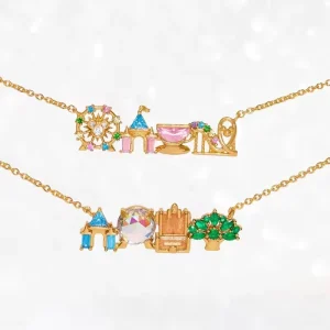 Cute Colorful Rhinestone Amusement Park Pendant Necklace