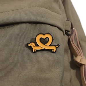 Cute Yellow Dachshund Heart Enamel Pin Adorable Dog Lover Brooch