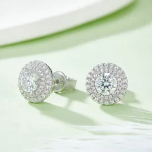 D Color Moissanite 925 Silver Round Brilliant Cut 0.5 Carat Stud Earrings