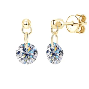 D-Color Moissanite Water Drop Tassel Earrings Women’s S925 Sterling Silver Gold Plated