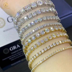 D VVS Lab Moissanite Iced-Out Hip Hop Tennis Bracelet, 3mm 4mm 5mm