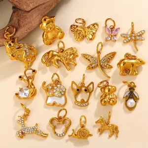 DIY 3D Rhinestone Dragonfly Lion Pendant Stainless Steel Vintage Animal Charm Necklace