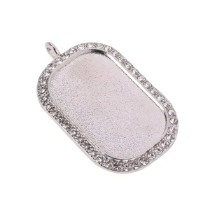 DIY Photo Pendant Necklace with Gemstone and Diamond-Encrusted Rectangular Alloy Frame