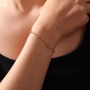 Dainty Zircon Stainless Steel Rhombus Inlaid Bracelet for Women and Girls