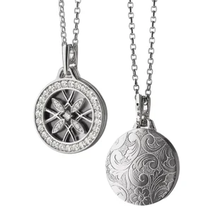 Delicate Pattern 925 Sterling Silver Gate Locket Necklace Photo Locket Pendant Diamond CZ Factory Jewelry