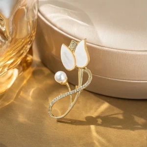 Diamond Inlaid Zinc Alloy UV Printed 3D Brooch Pin for Clothing Accessories