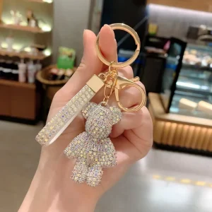 Diamond-Studded Bear Keychain Car Key Charm Bag Pendant