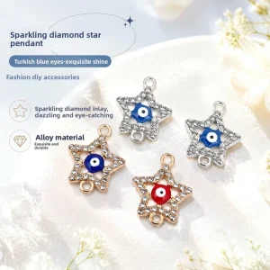 Double-Hanging Diamond-Studded Oil-Drop Star Pendant Findings DIY Necklace Bracelet Charm Accessory Jinhua Factory