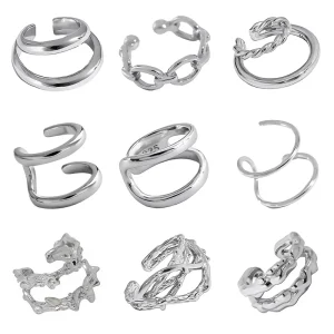 Double-Layer Adjustable Irregular Geometric Ear Cuff Earrings 925 Sterling Silver Clip-On Custom