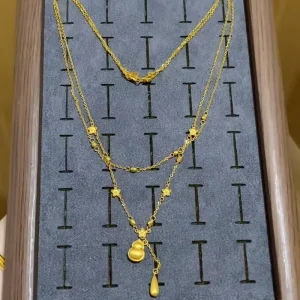 Double-Layer Copper Star Bamboo Necklace with Drop-Shaped Tassel