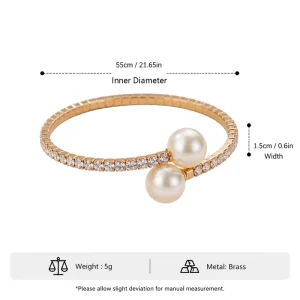 Double Pearl Inlaid Elastic Bracelet