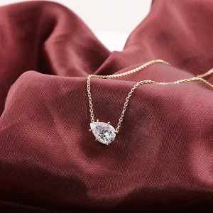 Drop Shaped Pendant Necklace Women’s Moissanite Light Luxury High end Kgold Twisted Chain Six Claw Setting