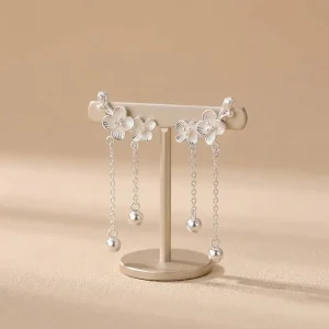 ED320 925 Sterling Silver Flower Stud Earrings for Women