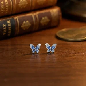 ED97 925 Sterling Silver Butterfly Cartilage Stud Earrings