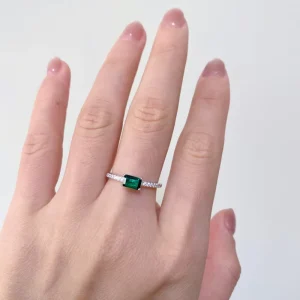 Emerald Cubic Zirconia Ring 925 Sterling Silver for Women