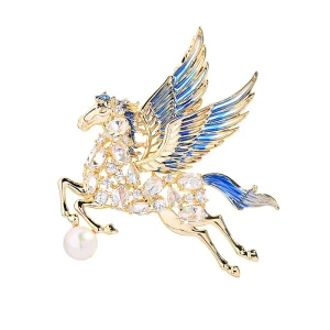 Enamel Brooch with Micro-Inlaid Zircon
