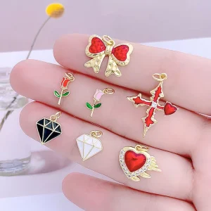 Enamel Geometry Diamond Shape Charms Pendant for DIY Bracelet Necklace Jewelry Making
