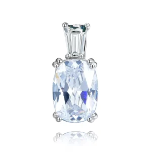 Engagement Gemstone Diamond Pendant, 925 Sterling Silver, Rhodium Plated