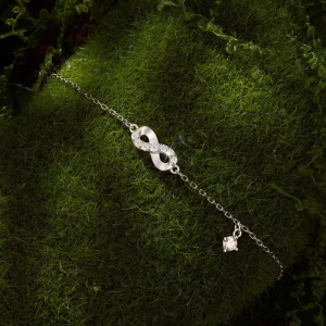 Eternity Infinity Moissanite Bracelet 925 Sterling Silver Adjustable Wrist Link Chain with GRA MSB045