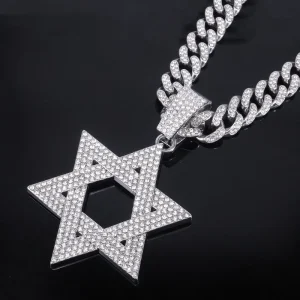 European American Gold Alloy Rap Style Hollow Six Pointed Star Pendant Star David Hip Hop Fine Pendants Charms
