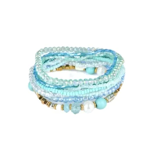 European American Retro Bohemia Multi-Layer Beaded Bracelet Hand Woven Geometric Pattern Stackable Pearl