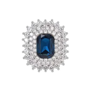 European Style Retro Crystal Square Flower Brooch Pin for Wedding Party Gift