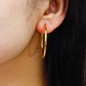 Everyday Wear 925 Silver Gold Plated Dangle Hoop Earrings
