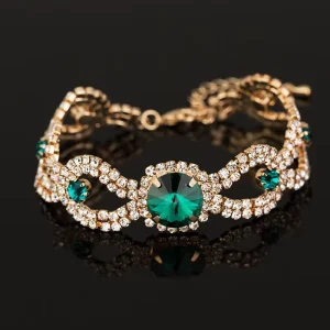 Exquisite Elegant Ladies Diamond Jewelry Bracelet Fashion Rhinestone Bangles Multi-Color Optional B009