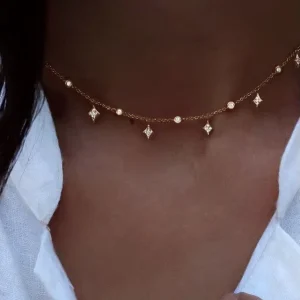 FINE SILVER Jewelry Custom 925 Sterling Silver Gold Filled CZ Drop Personalized Choker Necklace