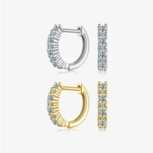 FUAMAY 13.5mm Small Moissanite Hoop Earrings 925 Silver 18K Gold Rhodium Plated D Color VVS1 Earrings Fine Jewelry