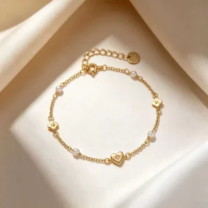 Factory 925 Sterling Silver Flower Chain Heart Bracelet for Women